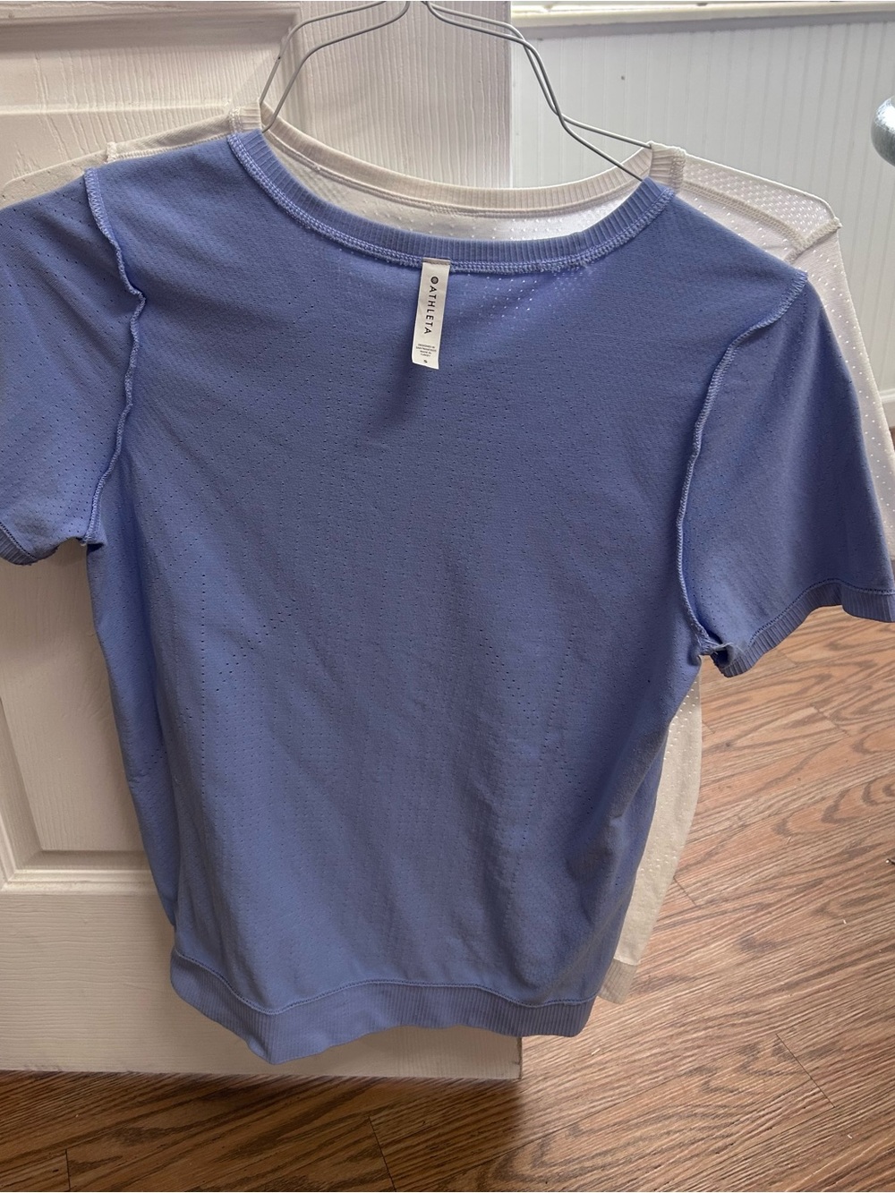 Athleta Perforated Short Sleeve Tee in Periwinkle Blue